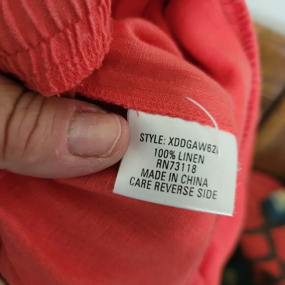 David Dart Pure 100% Linen Baggy 90's Coral pants Size 1X - Picture 6 of 6